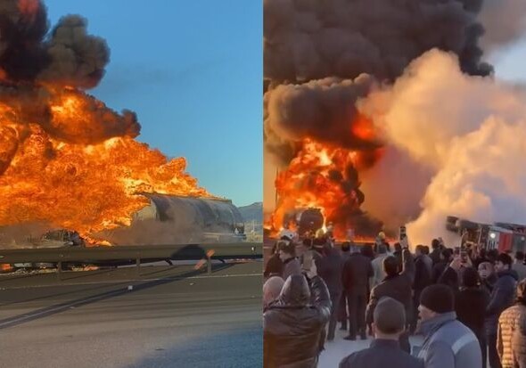 Кадры серьезного ДТП в Баку, после которого произошел взрыв и пожар (Фото-Видео) 