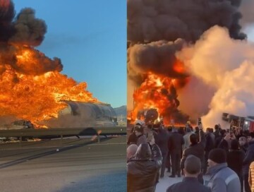 Кадры серьезного ДТП в Баку, после которого произошел взрыв и пожар (Фото-Видео) 